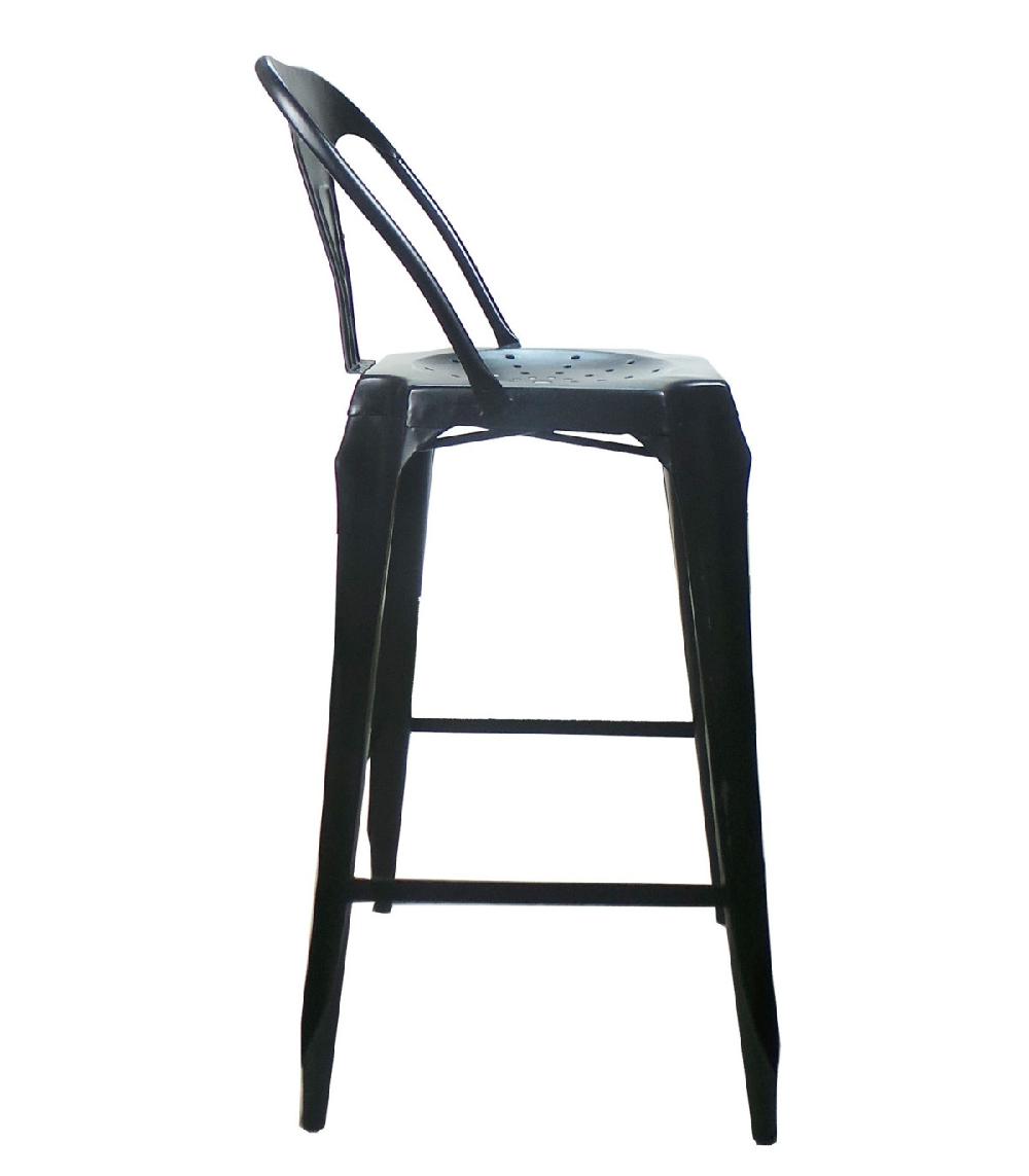 Wadiga Tabouret De Bar Avec Dossier En Acier Style Industriel Noir