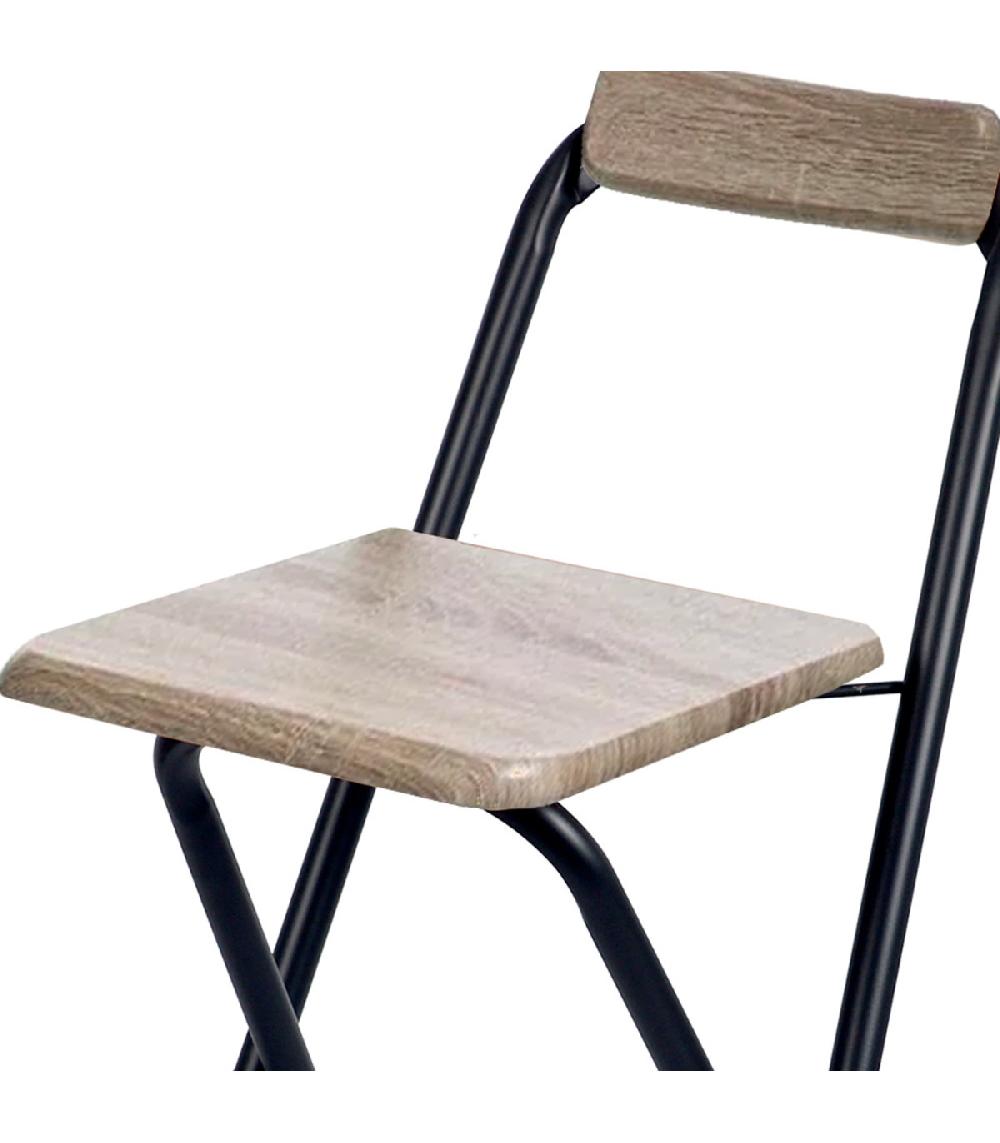 Wadiga Tabouret De Bar Bois Et Métal Avec Dossier Pliable