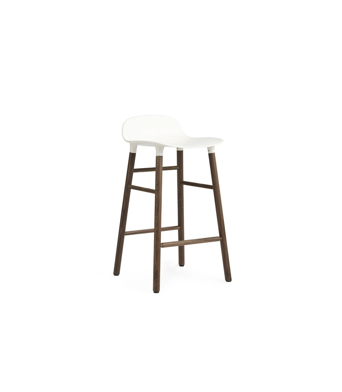 wadiga Tabouret de Bar en Noyer et Assise Blanche Hauteur 65cm - Normann Copenhagen