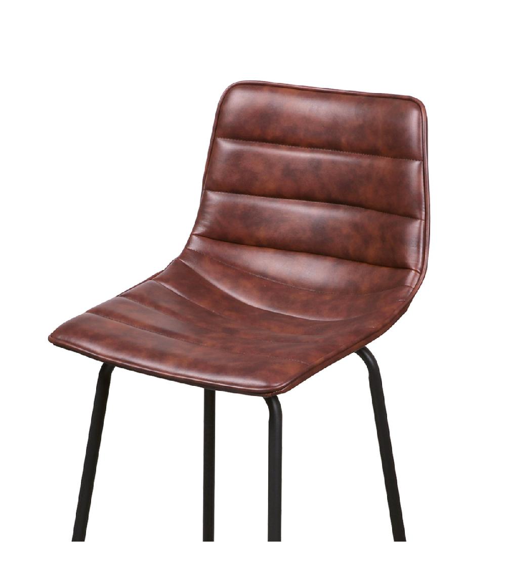 Wadiga Tabouret De Bar Métal Noir Et Assise Similicuir Marron 44x47x95cm
