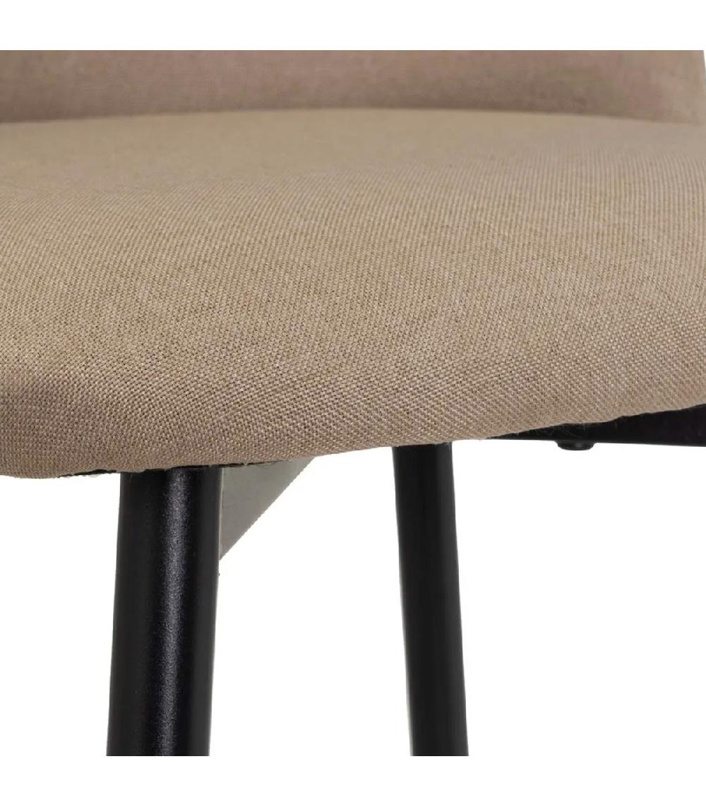 Wadiga Tabouret De Bar Métal Noir Et Assise Tissu Beige 40x50x99cm