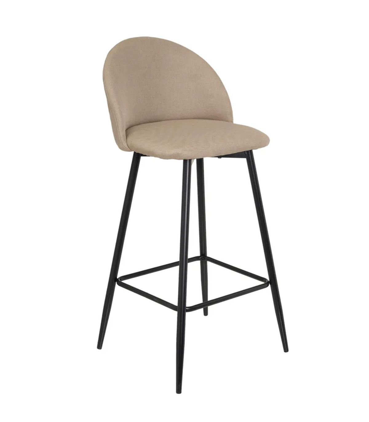wadiga Tabouret de bar métal noir et assise tissu beige 40x50x99cm
