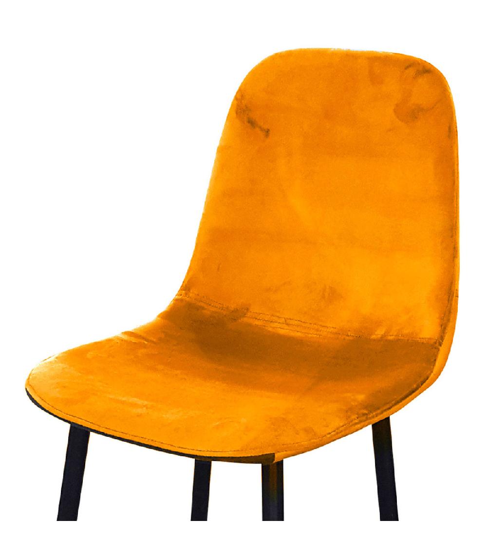 Wadiga Tabouret De Bar Métal Noir Et Assise Velours Jaune Moutarde 42x47x108cm