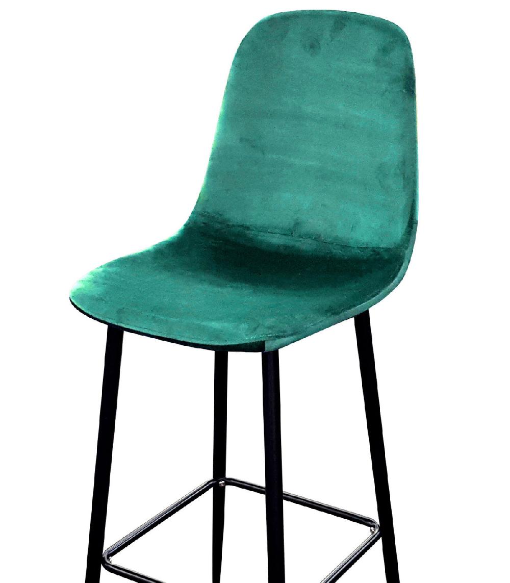 Wadiga Tabouret De Bar Métal Noir Et Assise Velours Vert - 42x47x108cm