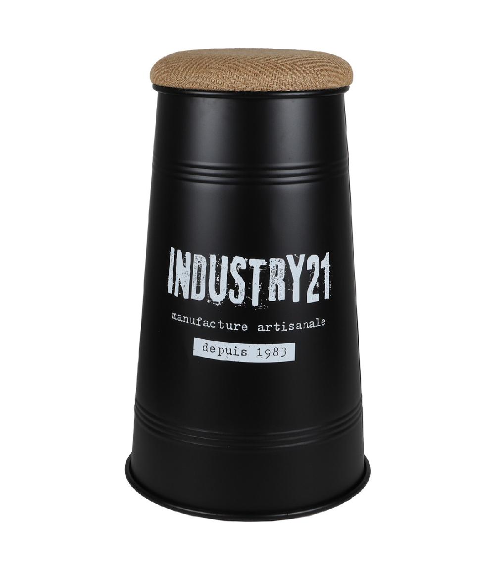 wadiga Tabouret de bar métal noir style industriel 40x40x66.5cm