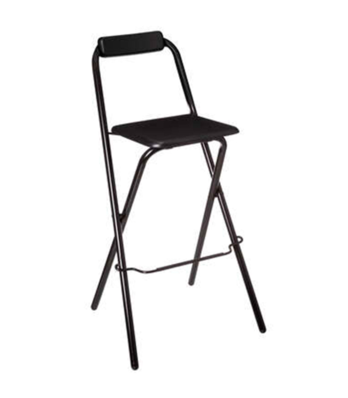 wadiga Tabouret de bar noir bois et métal avec dossier pliable
