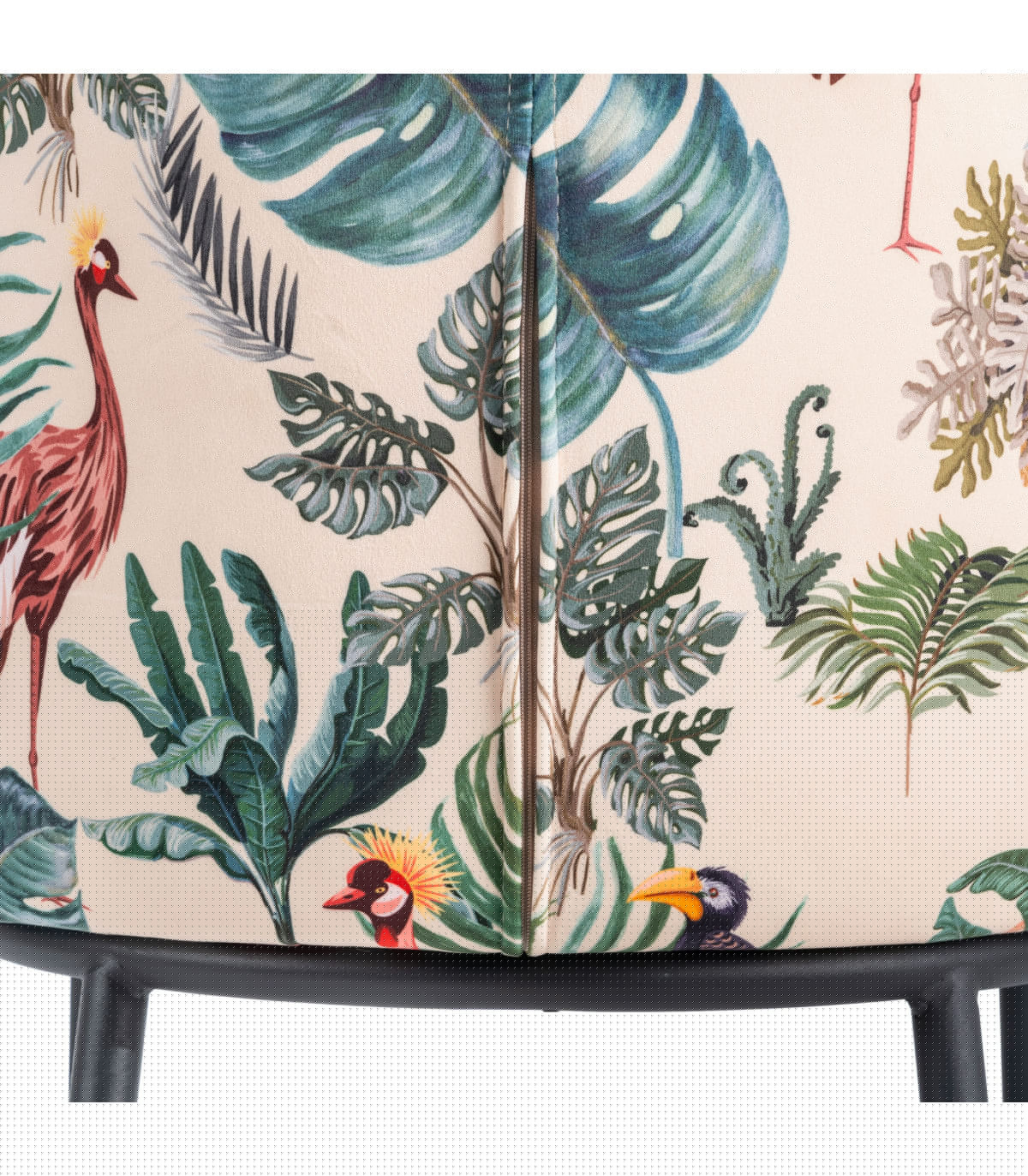 Wadiga Tabouret De Bar Velours Motif Feuillage Et Métal Noir 53x54x98cm