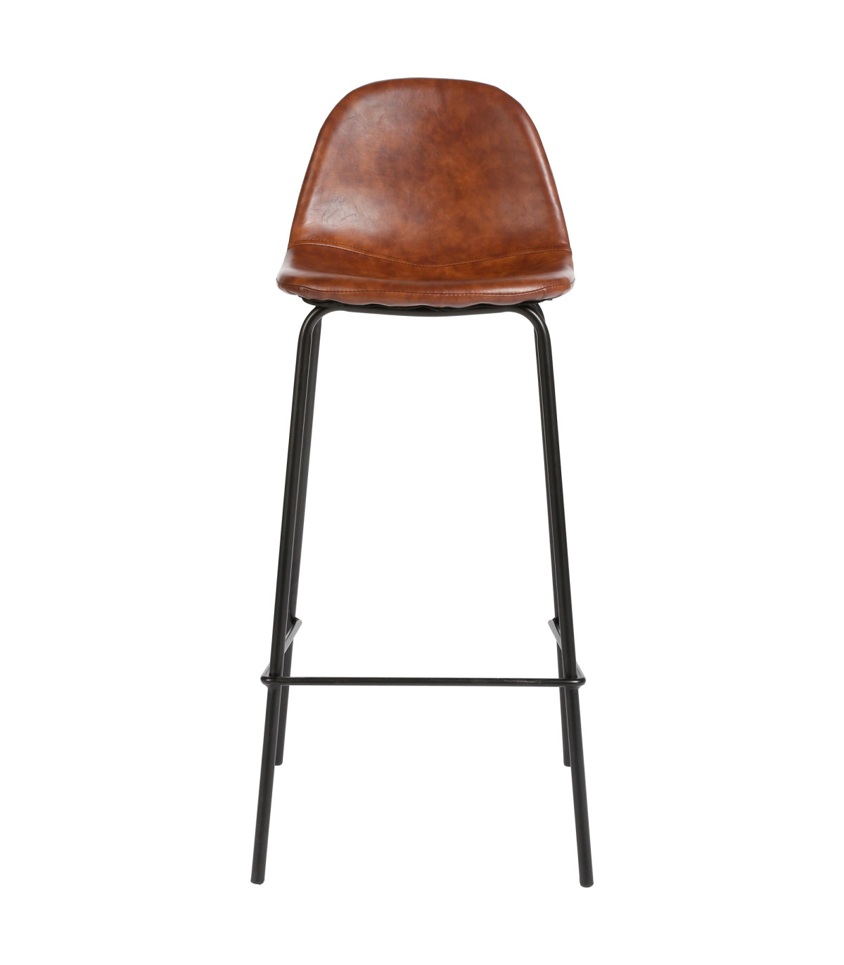 Wadiga Tabouret De Bar Vintage Similicuir Marron Et Métal Noir 43x42x95cm