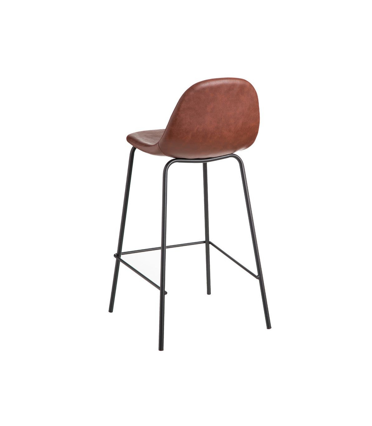 Wadiga Tabouret De Bar Vintage Similicuir Marron Et Métal Noir