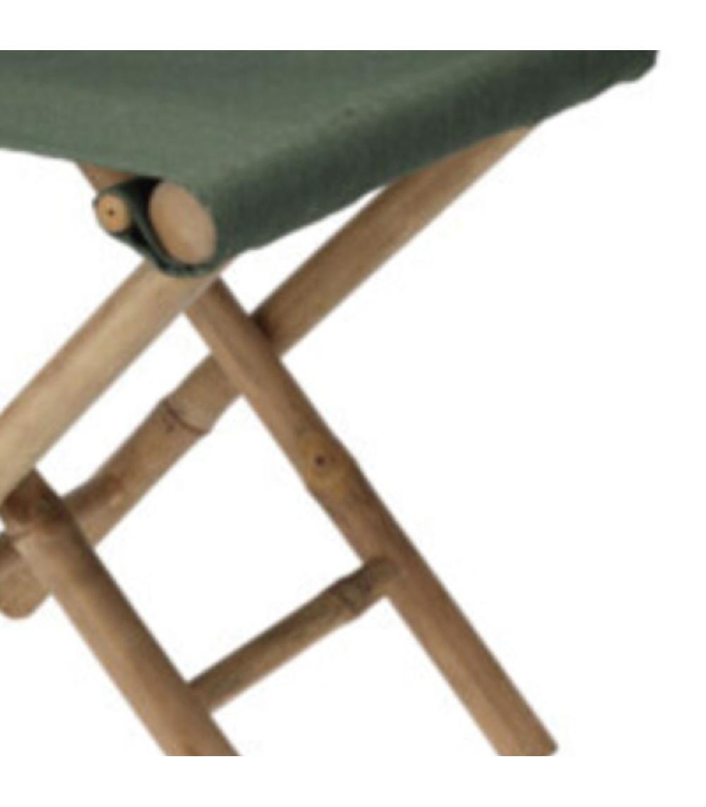 Wadiga Tabouret De Jardin Pliant En Bambou Et Tissu Vert