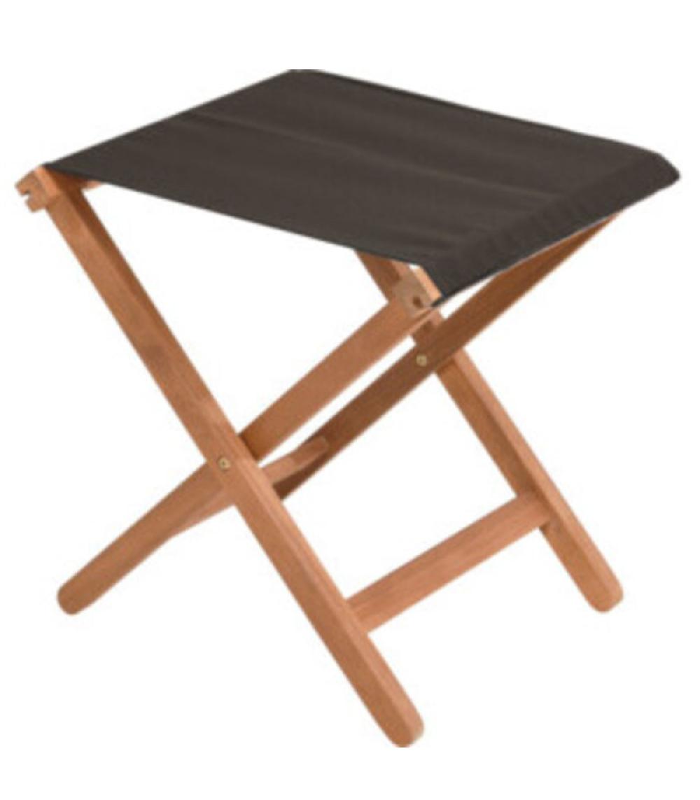 wadiga Tabouret de jardin pliant en bois d'acacia et tissu noir