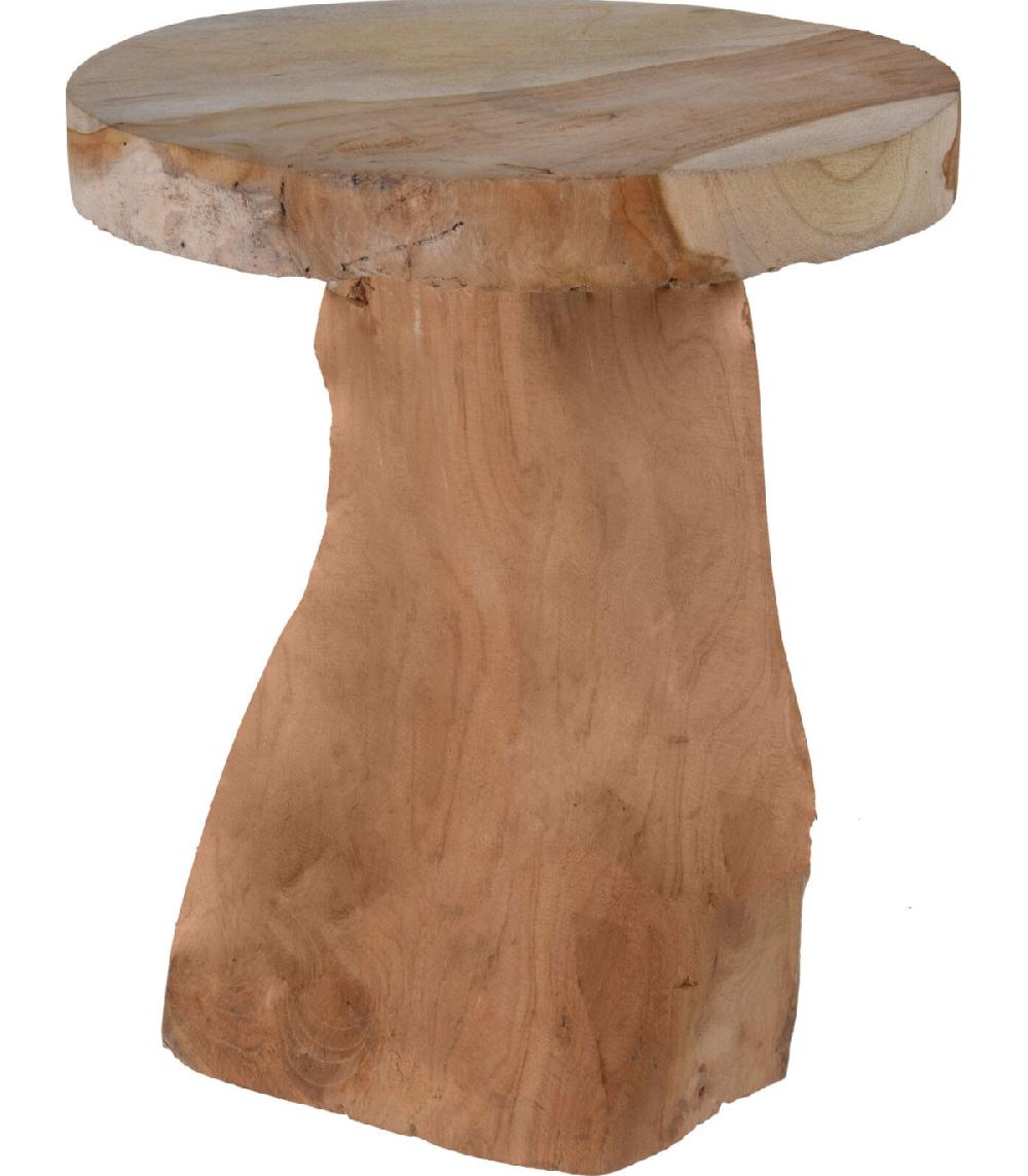 wadiga Tabouret Enfant en Bois Massif Teck Champignon