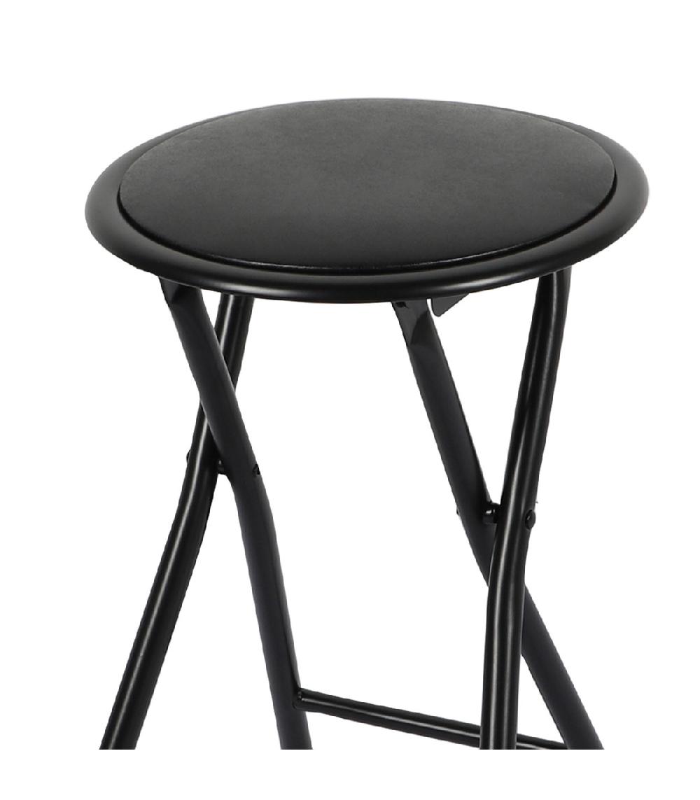 Wadiga Tabouret Pliable Métal Et Assise PVC Noir 30x30x45cm
