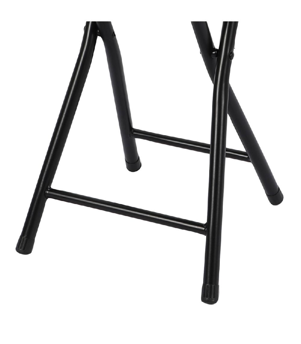 Wadiga Tabouret Pliable Métal Et Assise PVC Noir 30x30x45cm