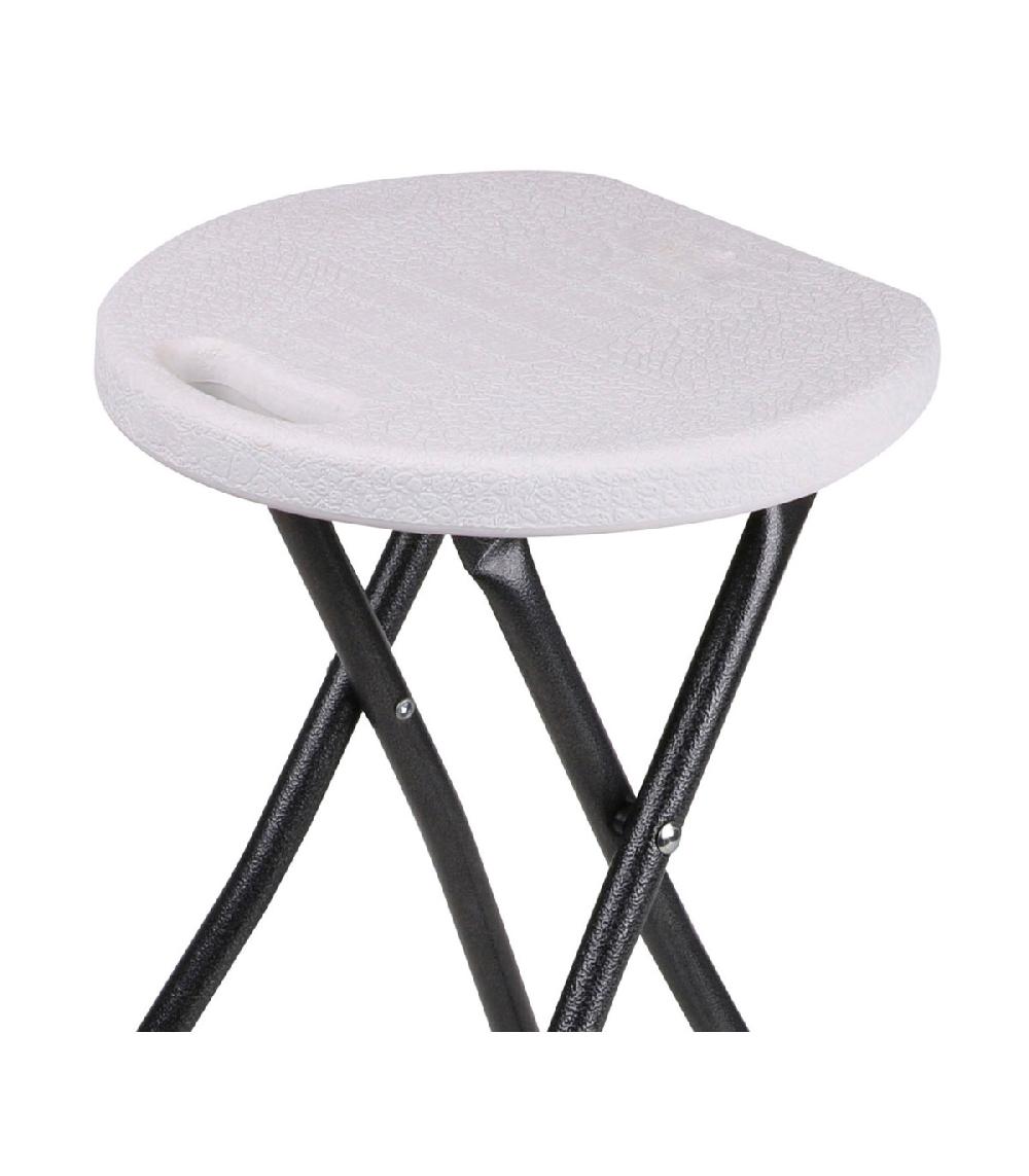 Wadiga Tabouret Réception Pliable Métal Noir Et Plastique Blanc - 30x30x45cm