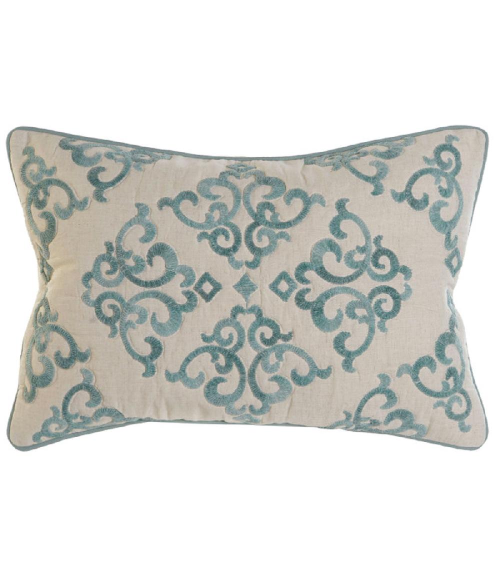 wadiga Taie d'oreiller rectangulaire brodé bleu 60x1x40cm