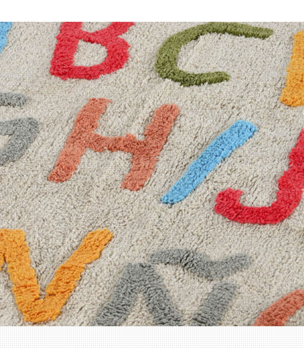Wadiga Tapis Chambre Enfant Alphabet Multicolore En Coton 100x150x1.5cm