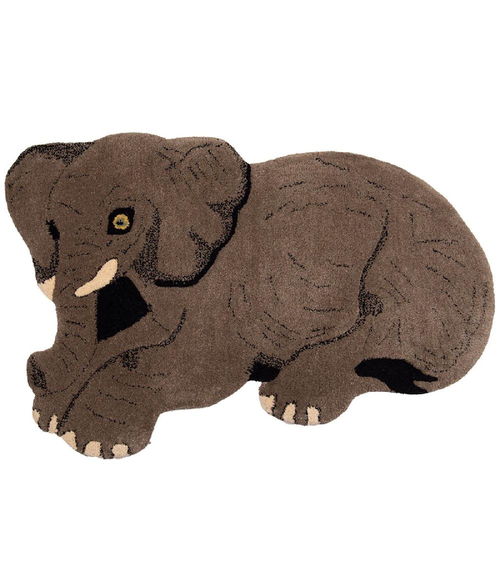 wadiga Tapis chambre enfant éléphant laine 60x90x2cm