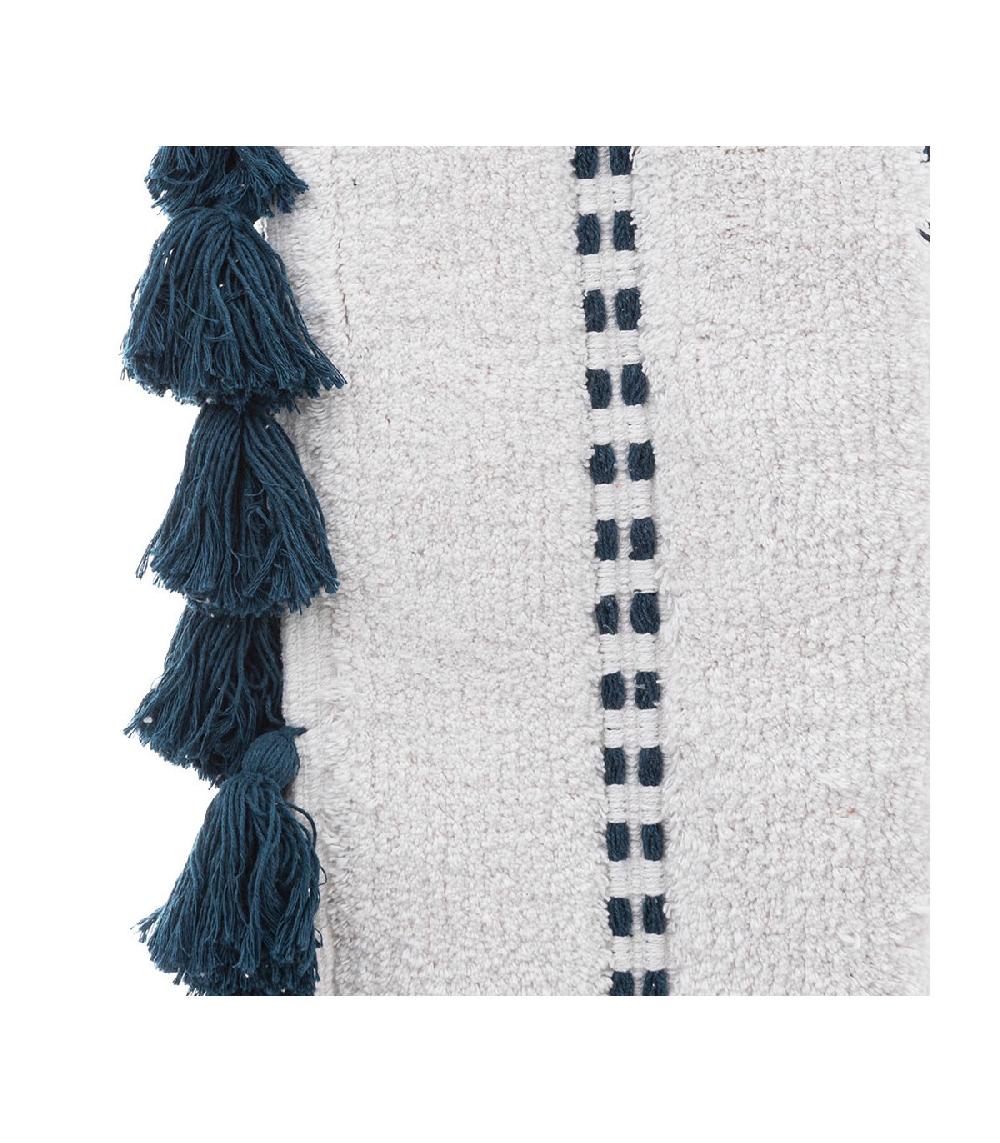 Wadiga Tapis De Bain à Pompoms Vert Pétrole Et Blanc - 50x75cm