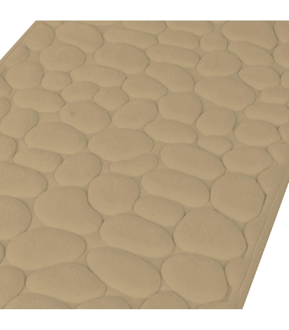 Wadiga Tapis De Bain Mémoire De Forme Motifs Galets Beige Sable 50x80cm