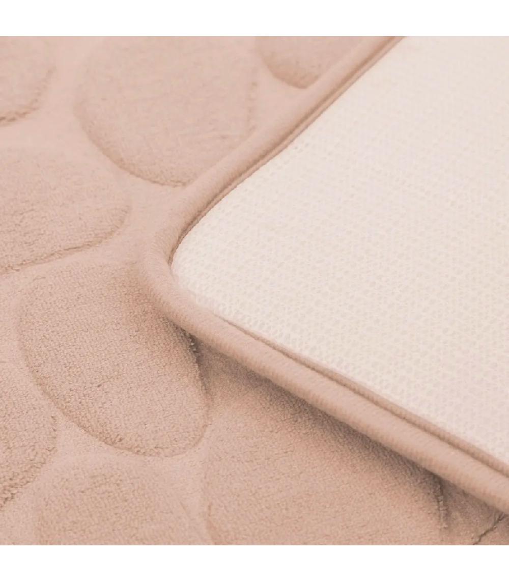 Wadiga Tapis De Bain Mémoire De Forme Motifs Galets Beige 60x40cm