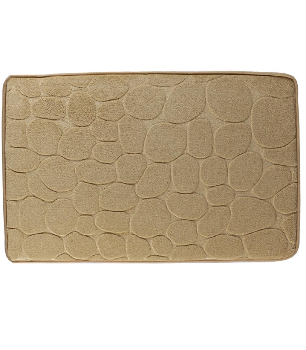 wadiga Tapis de bain mémoire de forme motifs galets beige sable 50x80cm