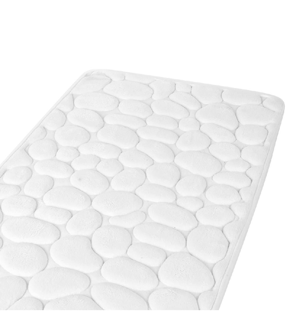 Wadiga Tapis De Bain Mémoire De Forme Motifs Galets Blanc 50x80cm