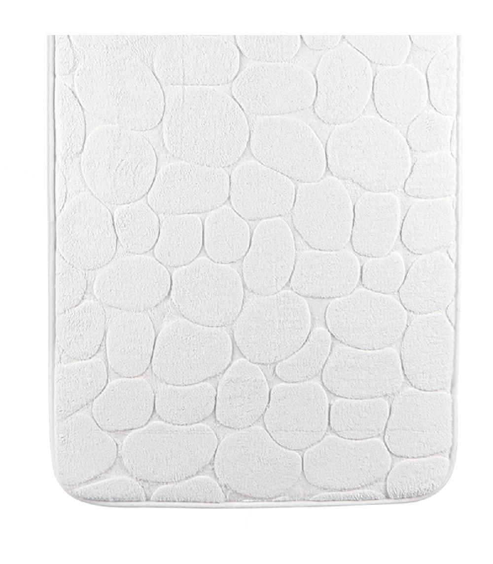 Wadiga Tapis De Bain Mémoire De Forme Motifs Galets Blanc 50x80cm