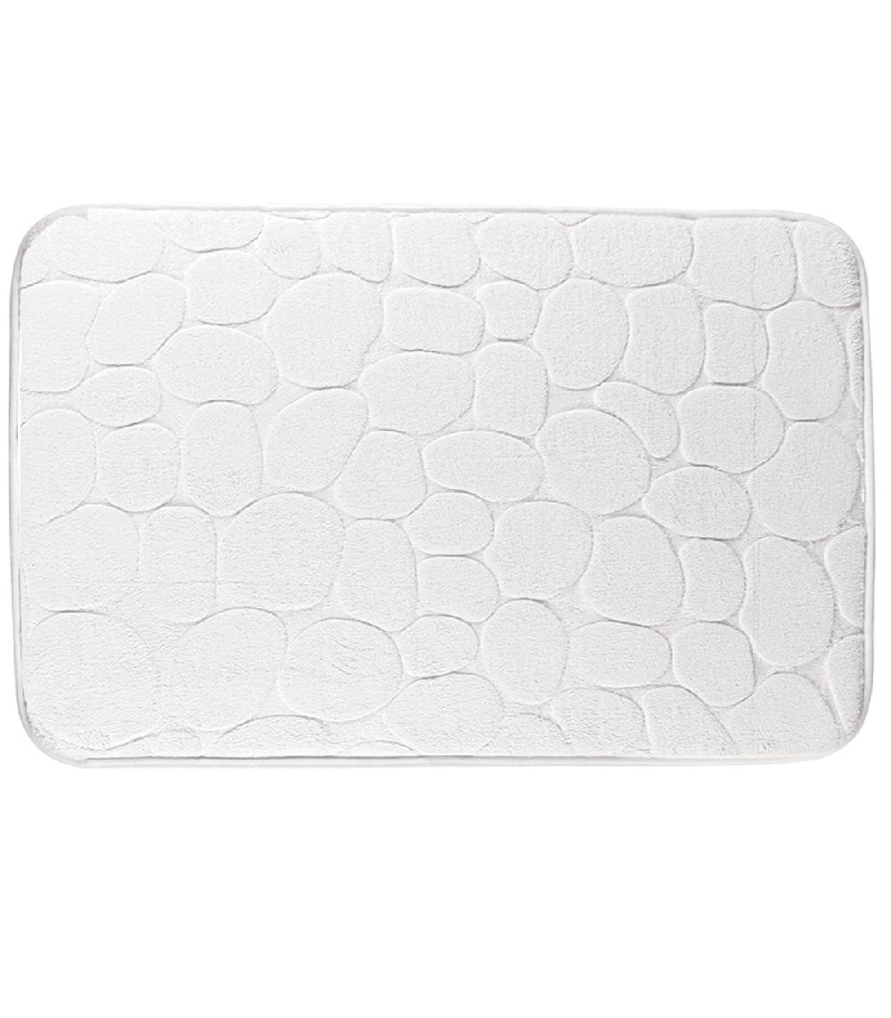 wadiga Tapis de bain mémoire de forme motifs galets blanc 50x80cm