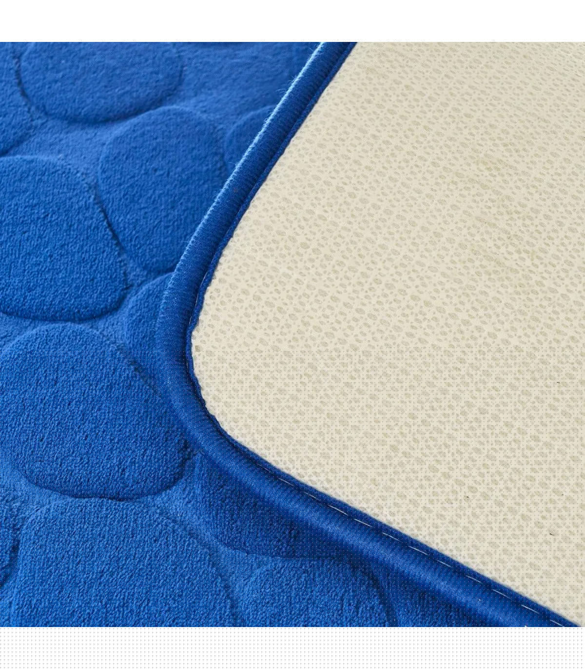 Wadiga Tapis De Bain Mémoire De Forme Motifs Galets Bleu 60x40cm