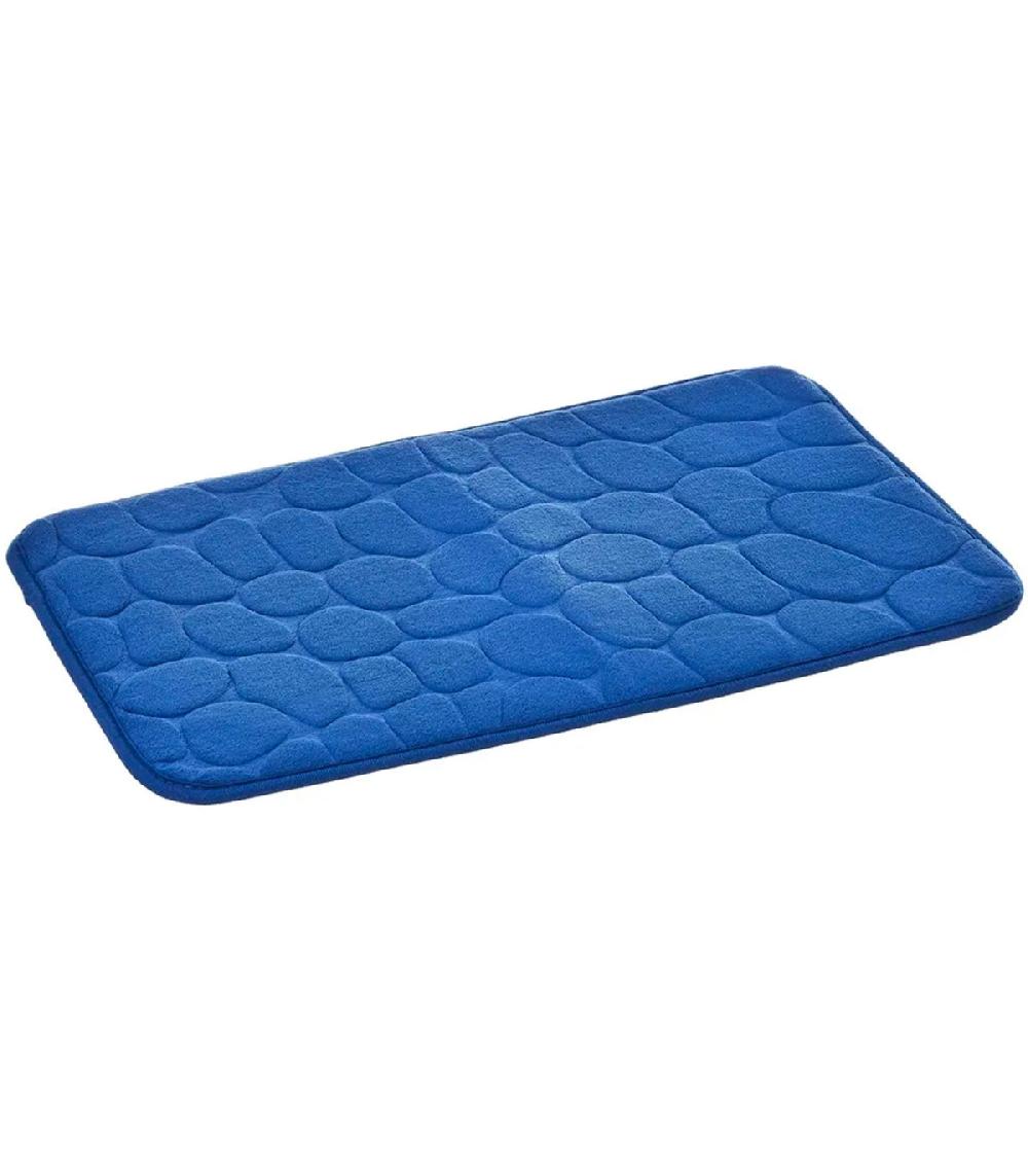 wadiga Tapis de bain mémoire de forme motifs galets bleu 60x40cm