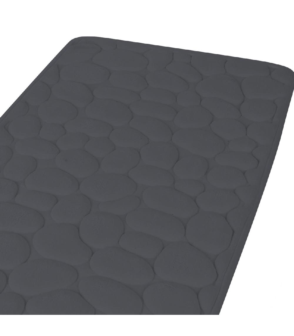 Wadiga Tapis De Bain Mémoire De Forme Motifs Galets Gris Foncé 50x80cm