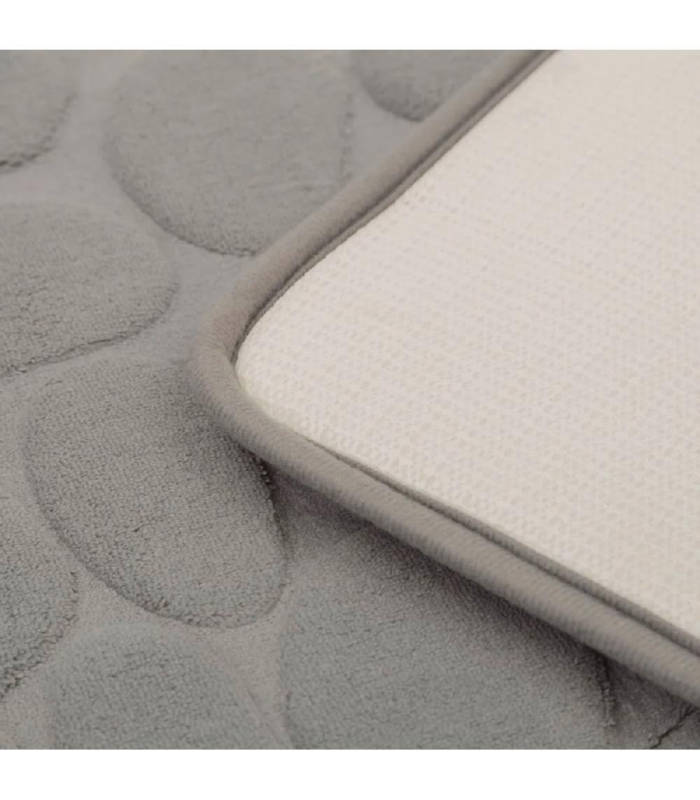 Wadiga Tapis De Bain Mémoire De Forme Motifs Galets Gris 60x40cm
