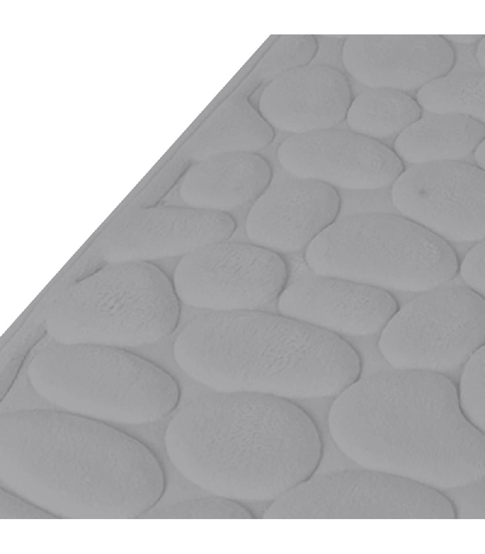 Wadiga Tapis De Bain Mémoire De Forme Motifs Galets Gris 50x80cm