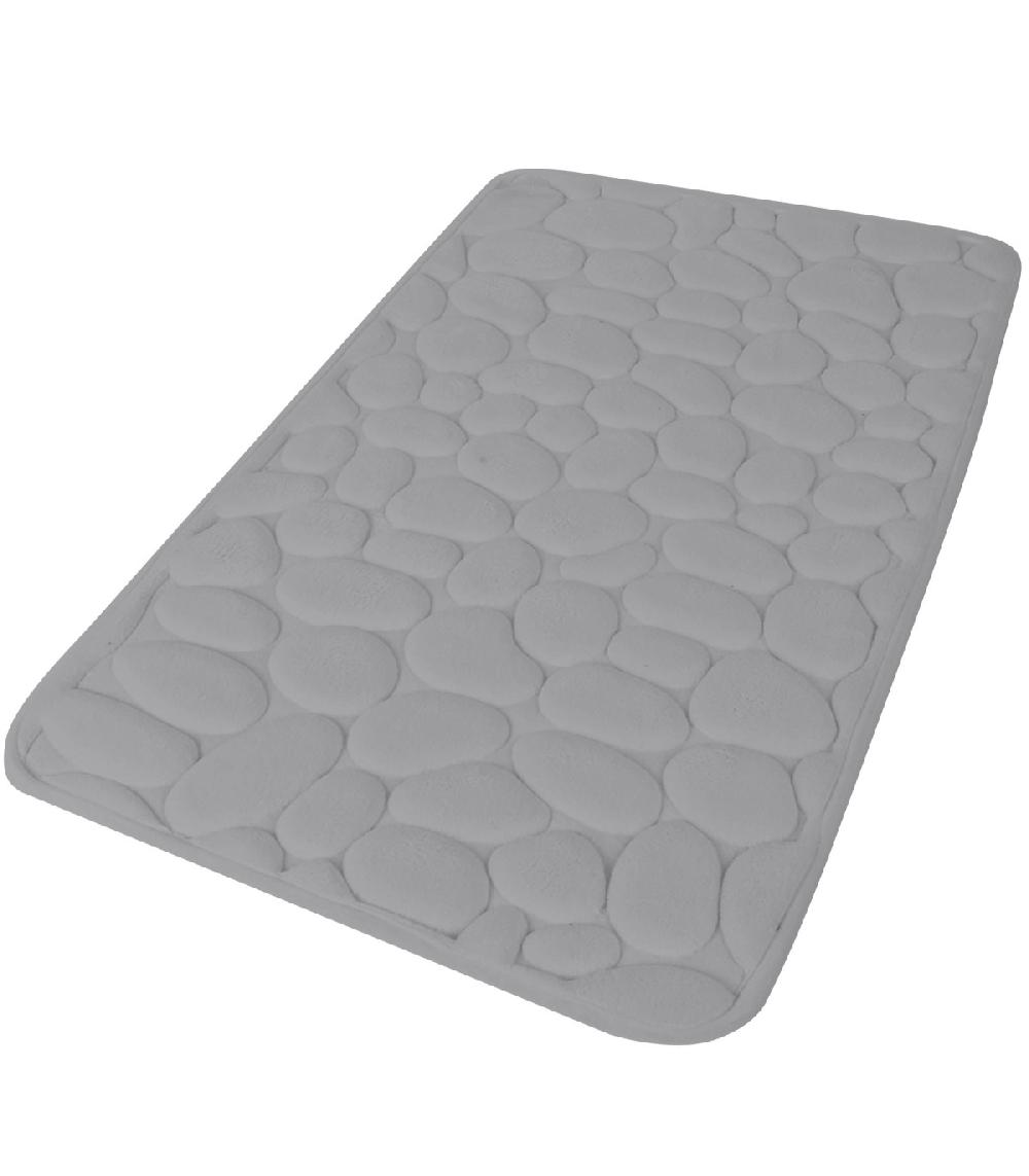 Wadiga Tapis De Bain Mémoire De Forme Motifs Galets Gris 50x80cm