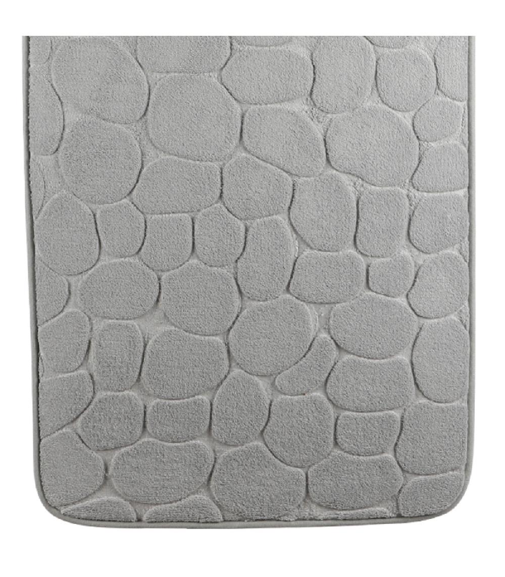 Wadiga Tapis De Bain Mémoire De Forme Motifs Galets Gris 50x80cm