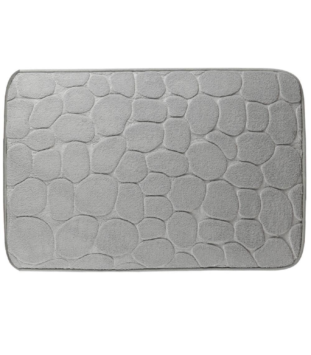 wadiga Tapis de bain mémoire de forme motifs galets gris 50x80cm