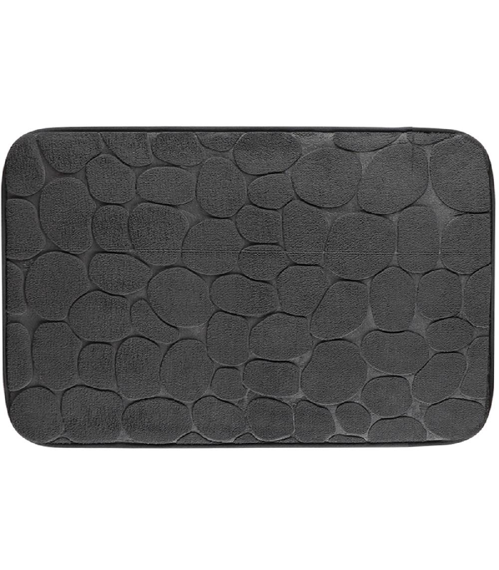 wadiga Tapis de bain mémoire de forme motifs galets gris foncé 50x80cm