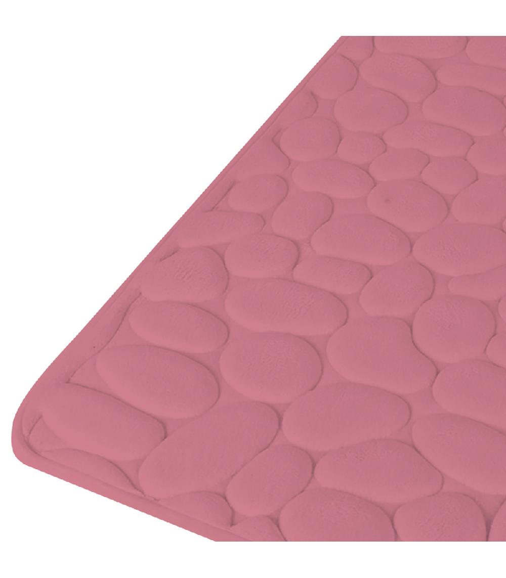 Wadiga Tapis De Bain Mémoire De Forme Motifs Galets Rose 50x80cm