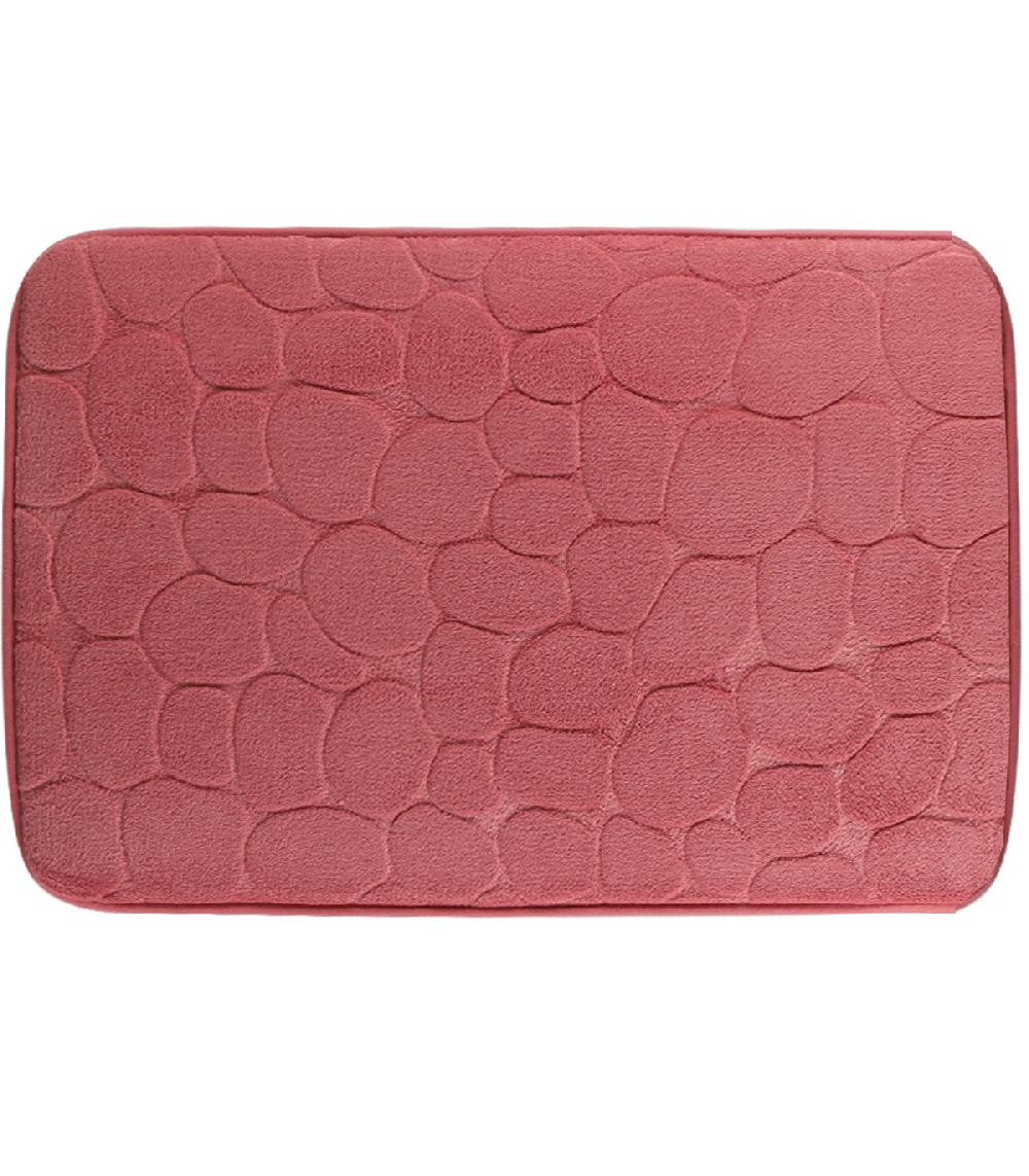 wadiga Tapis de bain mémoire de forme motifs galets rose 50x80cm