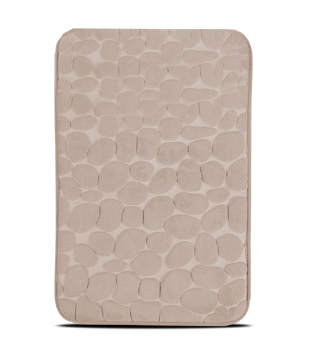 wadiga Tapis de bain mémoire de forme motifs galets taupe 60x40cm
