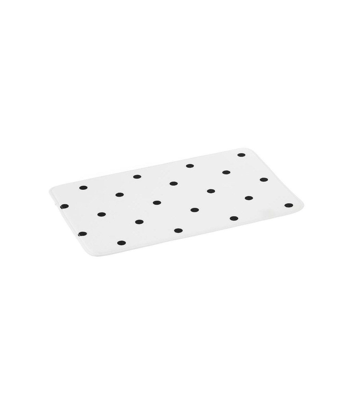 wadiga Tapis de bain microfibre blanc à pois noirs - 45x70cm