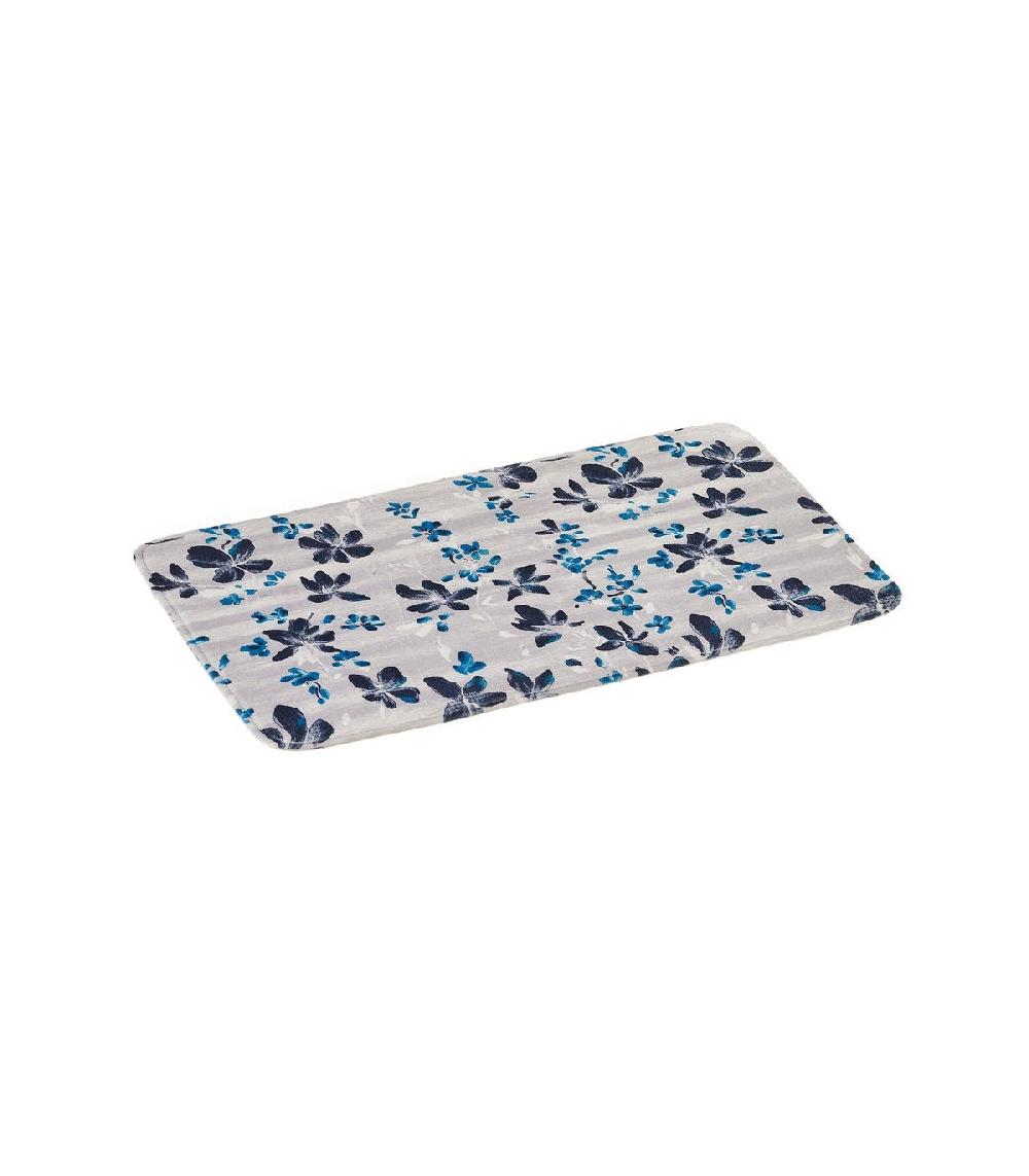 wadiga Tapis de bain microfibre blanc et bleu floral - 45x70cm