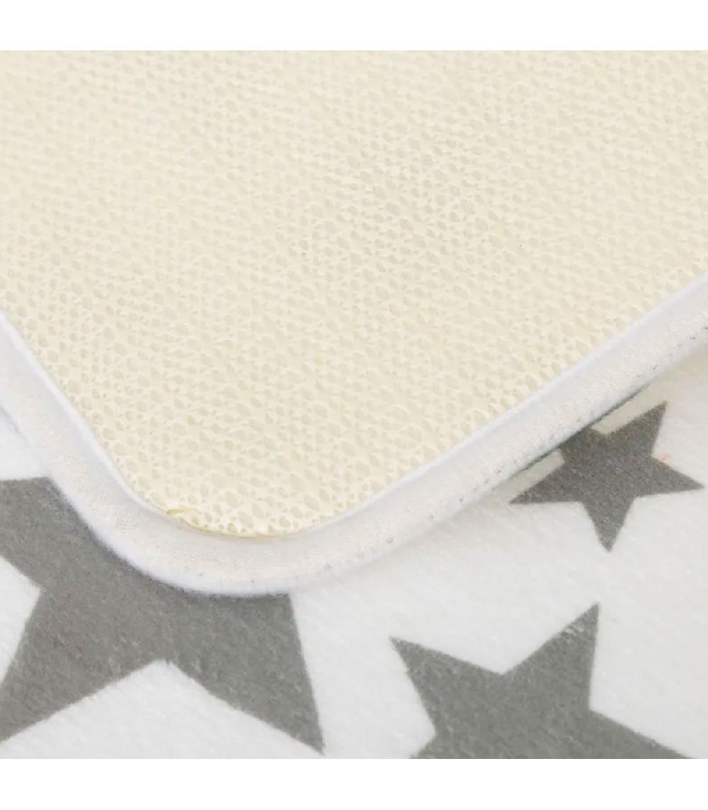 Wadiga Tapis De Bain Microfibre Blanc Et étoiles Grises - 45x70cm