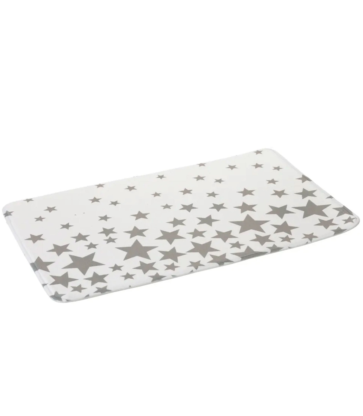 wadiga Tapis de bain microfibre blanc et étoiles grises - 45x70cm