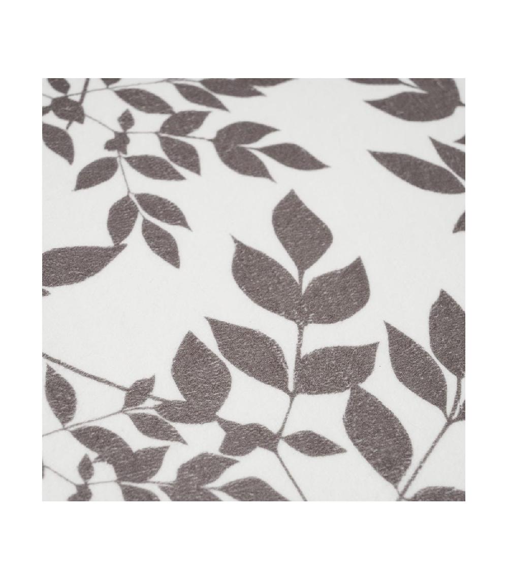 Wadiga Tapis De Bain Microfibre Blanc Et Gris Feuillage - 45x70cm