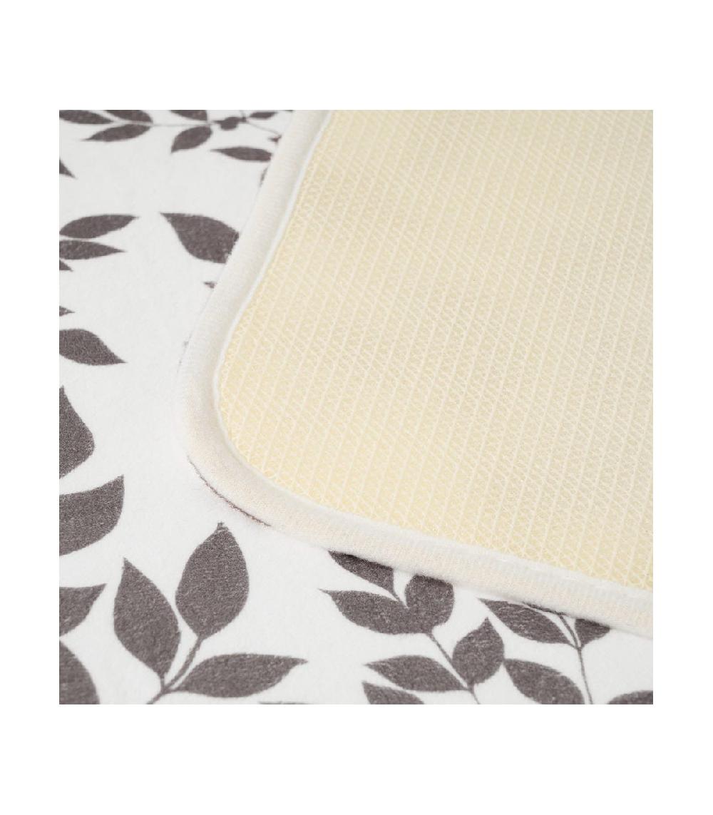 Wadiga Tapis De Bain Microfibre Blanc Et Gris Feuillage - 45x70cm