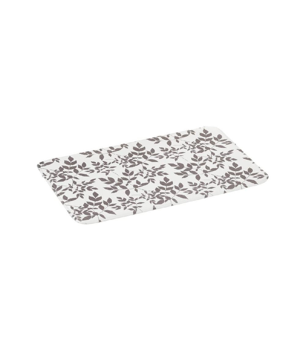wadiga Tapis de bain microfibre blanc et gris feuillage - 45x70cm