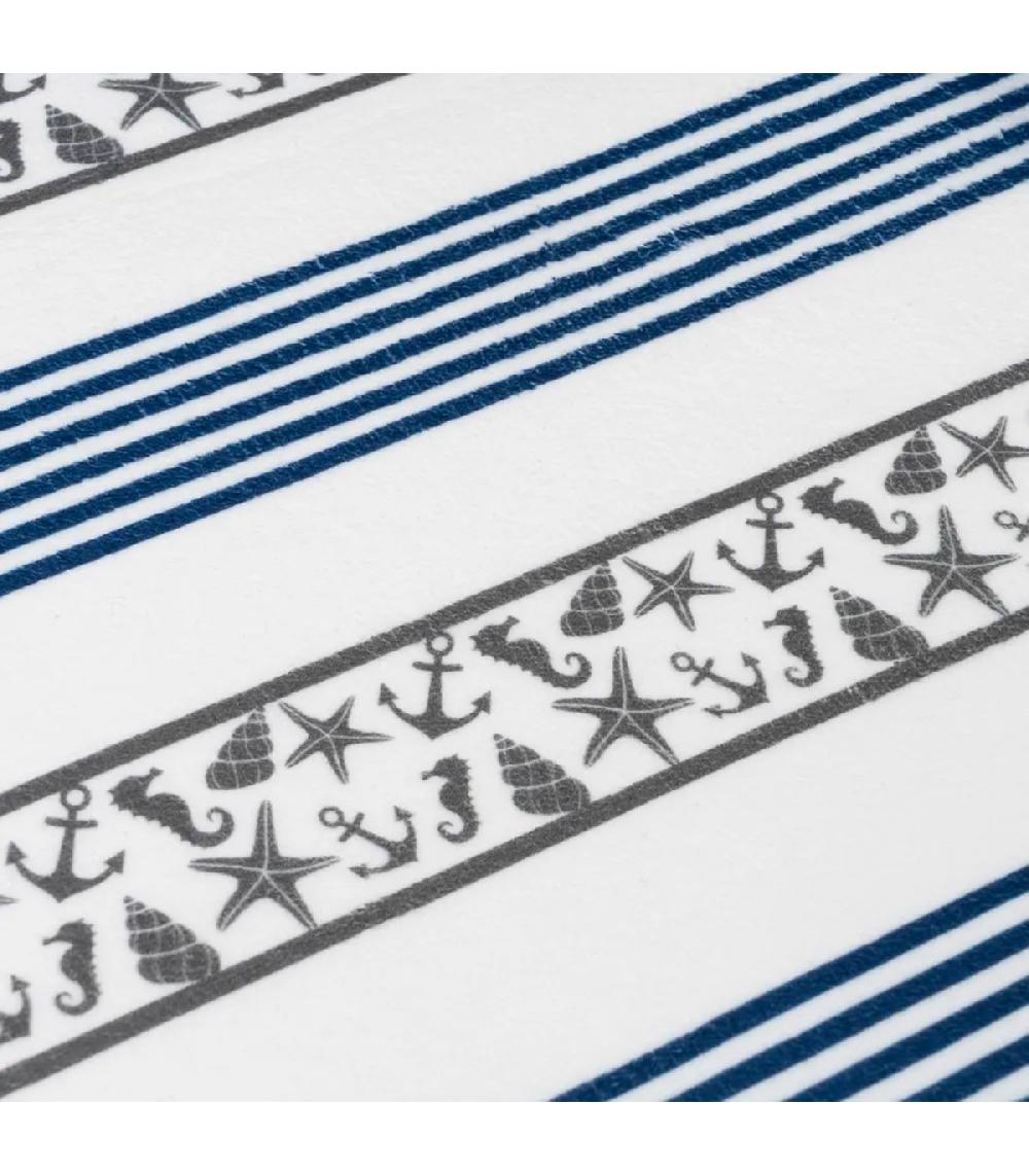 Wadiga Tapis De Bain Microfibre Bleu Et Blanc Coquillages 45x70cm