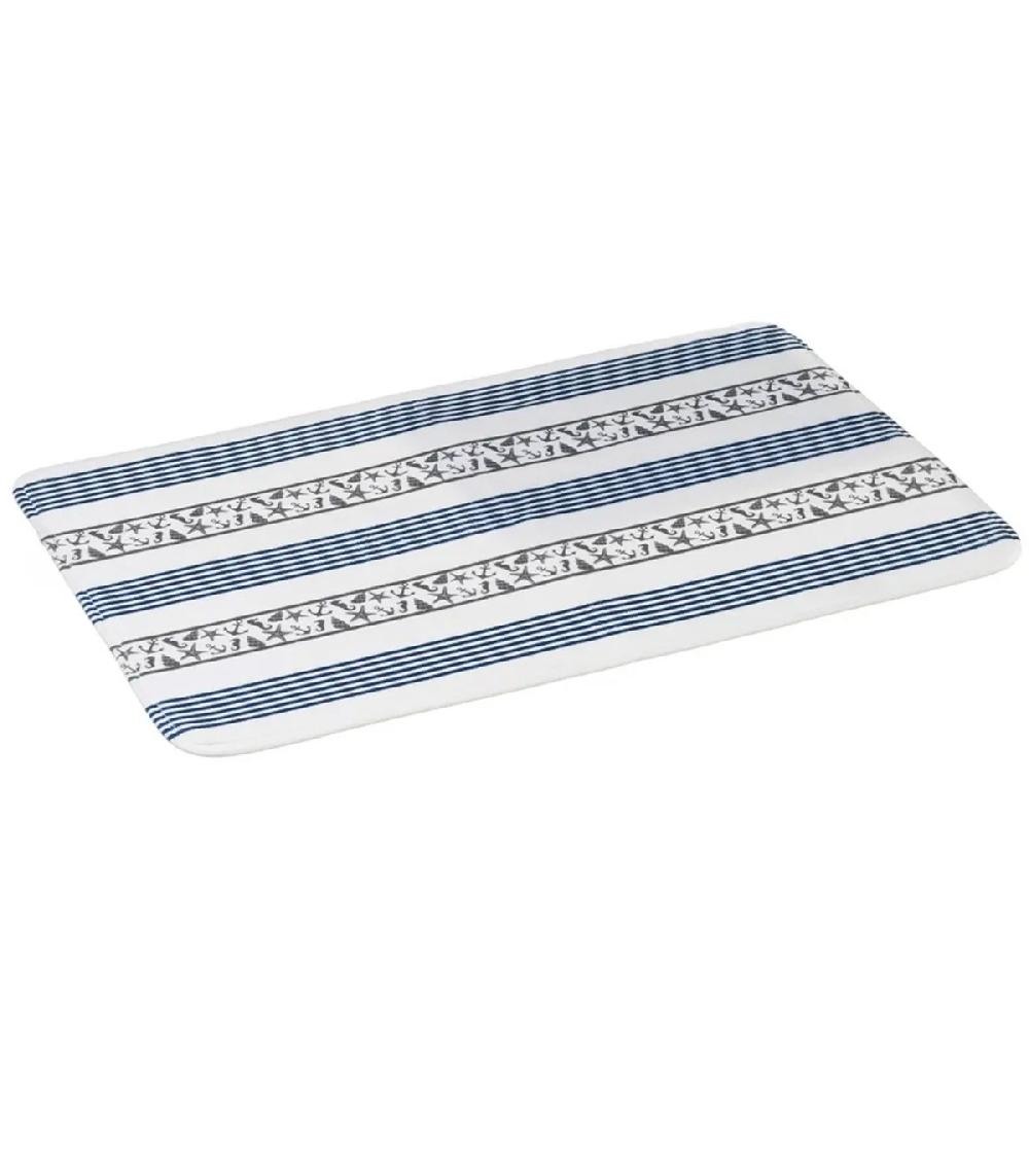 wadiga Tapis de bain microfibre bleu et blanc coquillages 45x70cm